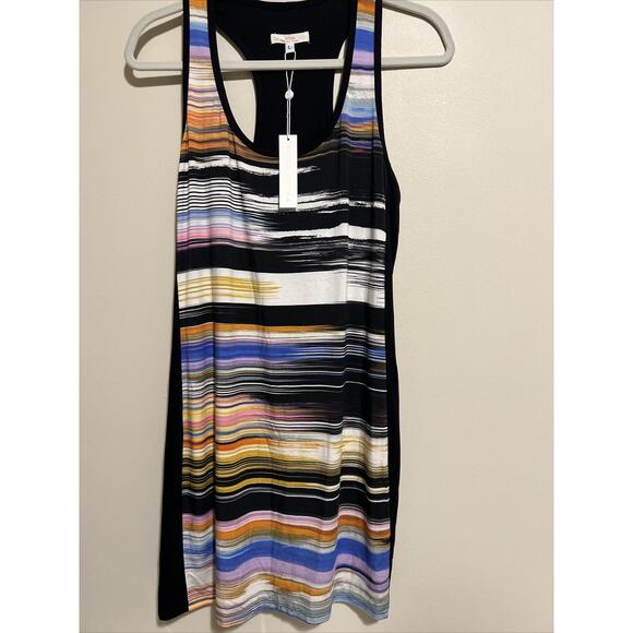 Trina Turk Large Tank Dress, 2 Layers Stripped, Slim Fit, See Measurements. NWT - Picture 1 of 16